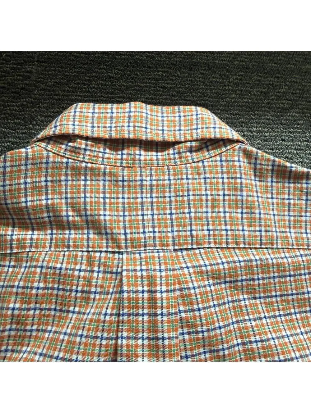 Ralph Lauren Mens Large Orange Plaid Short Sleeve Button Down Casual Shirt